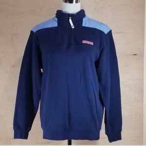Vineyard Vines Shep & Ian Quarter Zip Knit Sweatshirt, M Blue pullover